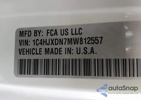 2021 Jeep Wrangler Unlimited Sport Altitude 4X4 z USA, uszkodzony, nr VIN 1C4HJXDN7MW812557